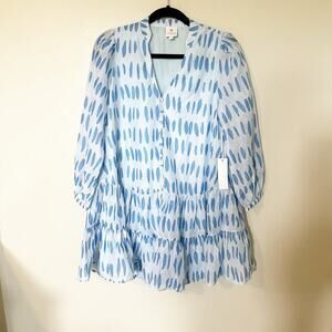 J. Marie The Audrey‎ Button Tiered Dress In Blue Size small nwt